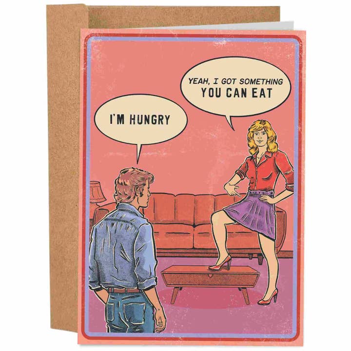 Sleazy Greetings - Vendita all'ingrosso Biglietti per San Valentino - Ho Qualcosa Che Puoi Mangiare - Biglietto di San Valentino - vintage