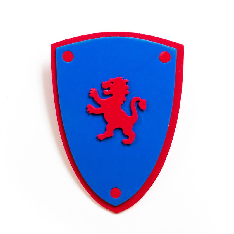 KALID MEDIEVAL - Wholesale Klassiek speelgoed - Kinderen - SCHILDSCHUIM SOFTIK BLAUW MET LEEUW - ST749