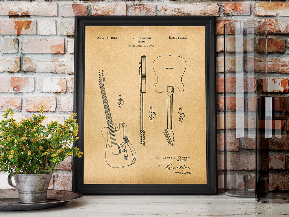 Fresh Prints of CT - Wholesale Art Print - Fender Guitar 1951 Patent Art Print - Music2