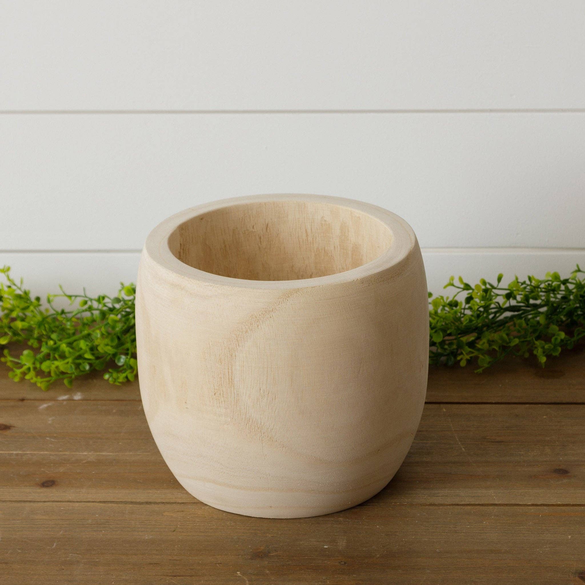Audrey's Home & Gift - Wholesale Plant Pot - Paulownia Wood Carved Planter (PC)