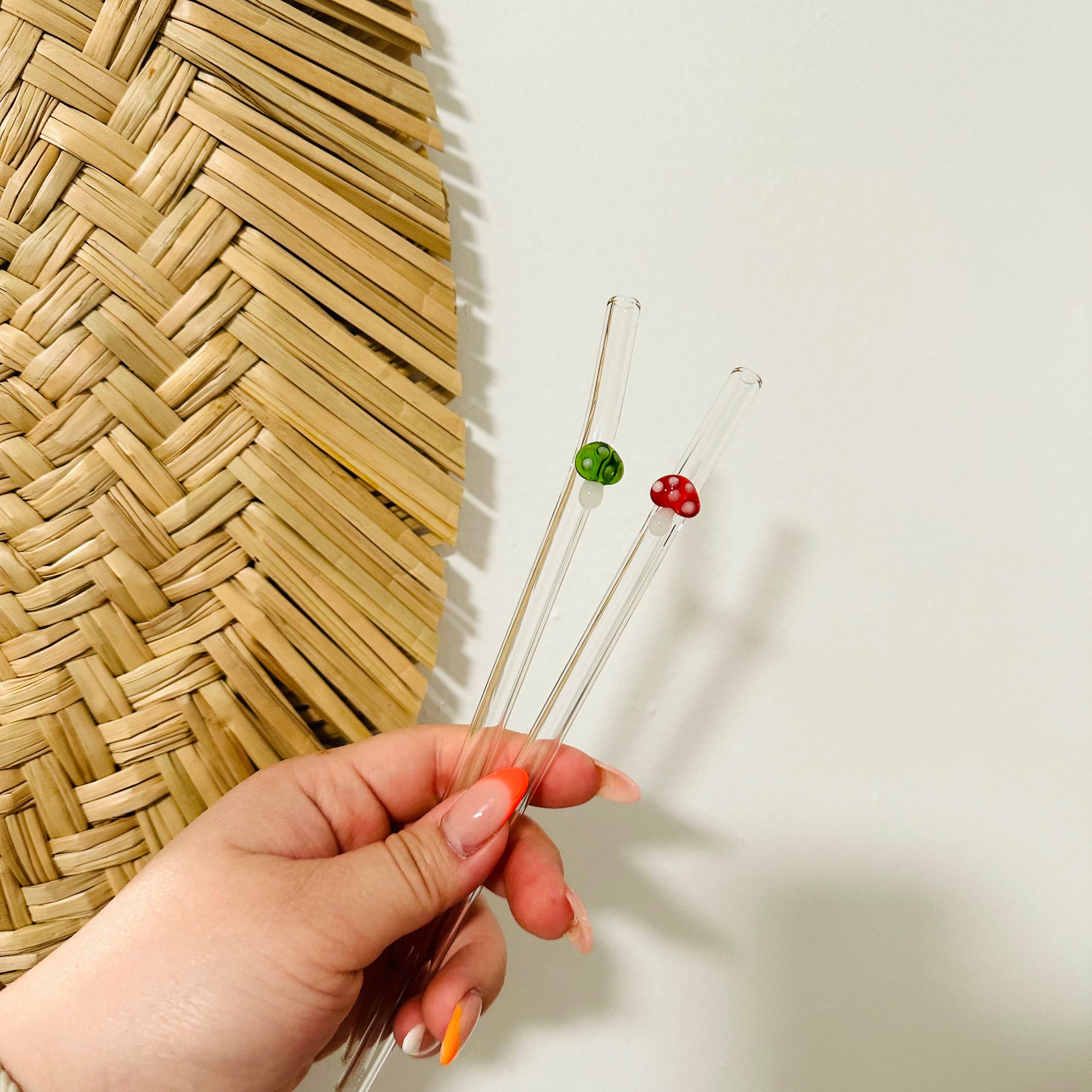 KuriArt Designs - Wholesale Drinking Straw - Mushroom Glass Straws | Reusable Glass Straws5