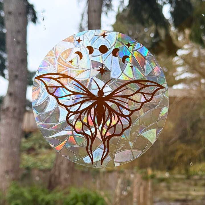 Celestial Moth Suncatcher | Rainbow Maker | Window Cling for wholesale by Mindful over Mind Full