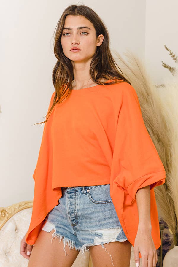 BUCKETLIST INC - Wholesale Knit Top - Women's - T1704D Solid French Terry Semi Crop Top18