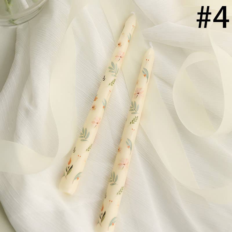 Candles Meta – wholesale Tapered candle/candlestick – 25cm Floral Printed Long Stem Holiday Smokeless Candle3