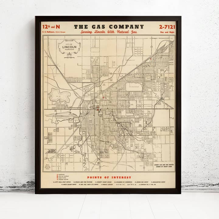 Oude kaart van Lincoln Nebraska 1929 Vintage kaart muurkaart print voor wholesale door OldCityPrints - Old Maps and Posters