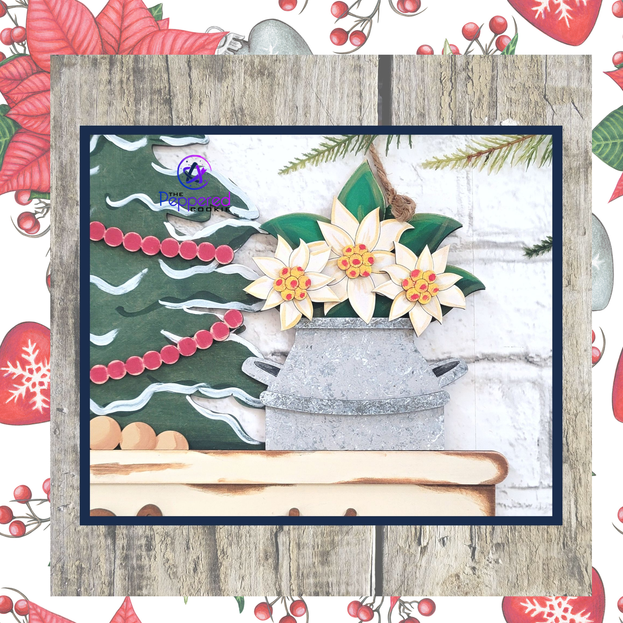 The Peppered Cookie - Vente Kit de bricolage - Support de porte - Joyeux Noël, chariot rustique, INACHEVÉ5