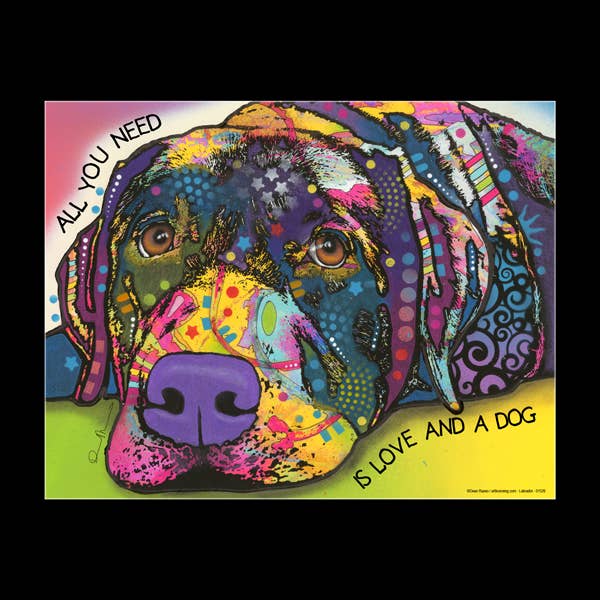 Labrador - All You Need Is Love and a Dog - Stampe opache pronte da incorniciare 40,6 x 50,8 cm con l'opera d'arte di Dean Russo per la vendita all'ingrosso da parte di SJT Enterprises, Inc.