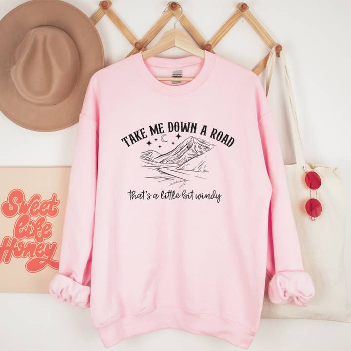 Take Me Down a Road Crewneck Sweatshirt for wholesale by The Hive Boutique Wholesale