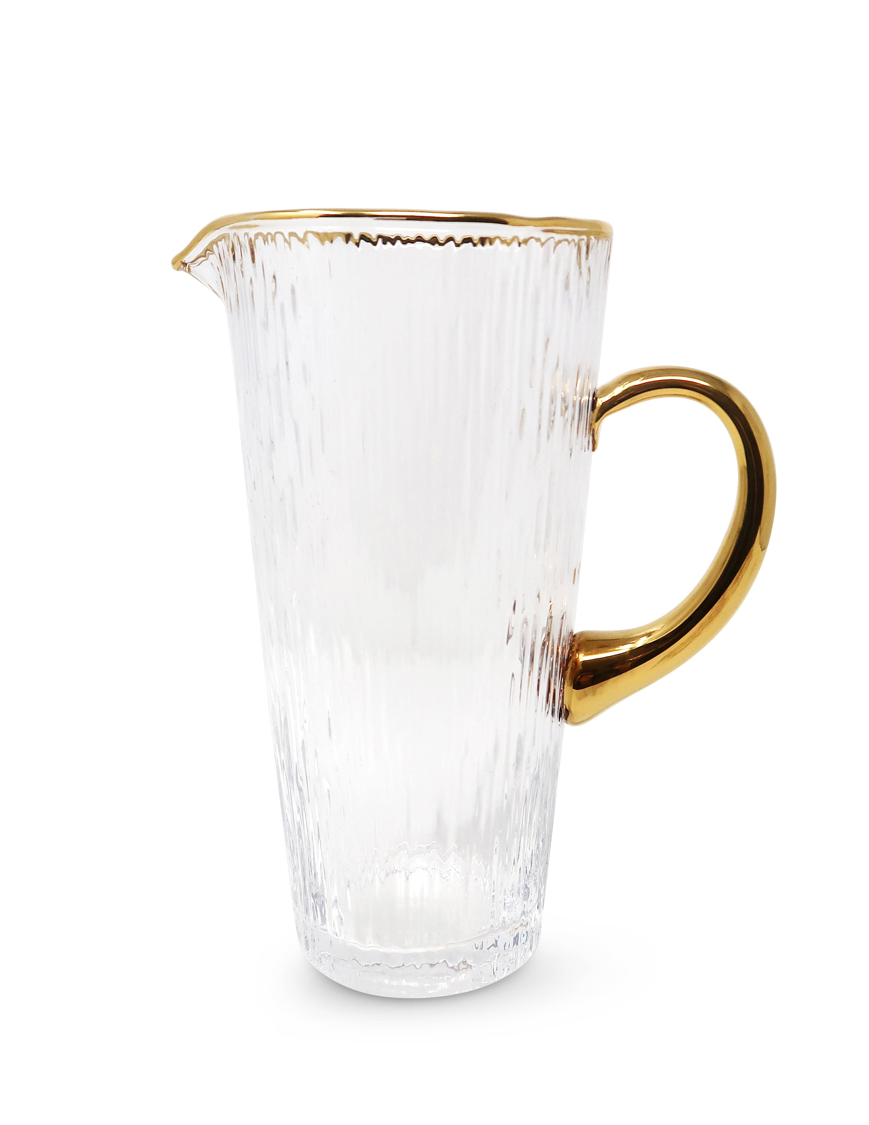 VIVIENCE - Wholesale Pitcher - Clear Pitcher with Gold Handle and Rim2