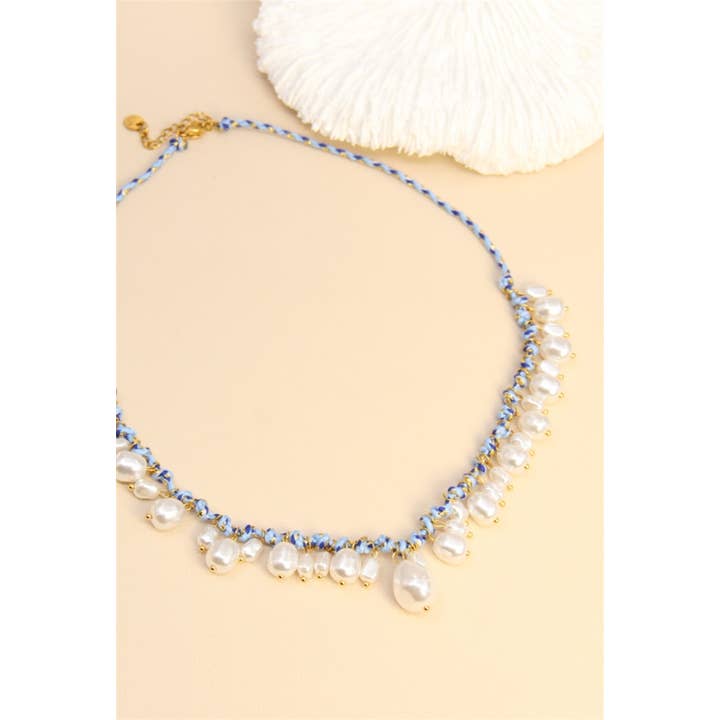 BELLISSIMA BIJOUX - Wholesale Beaded/Pearl Necklace - Elegant Braided Stainless Steel Pearl Necklace7