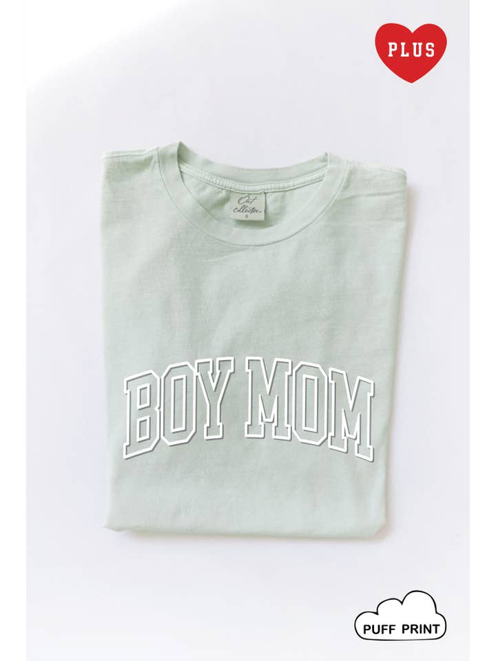 OAT COLLECTIVE - Wholesale Screen Printed T-Shirt - Women's - BOY MOM PUFF Plus Mineral Graphic Top