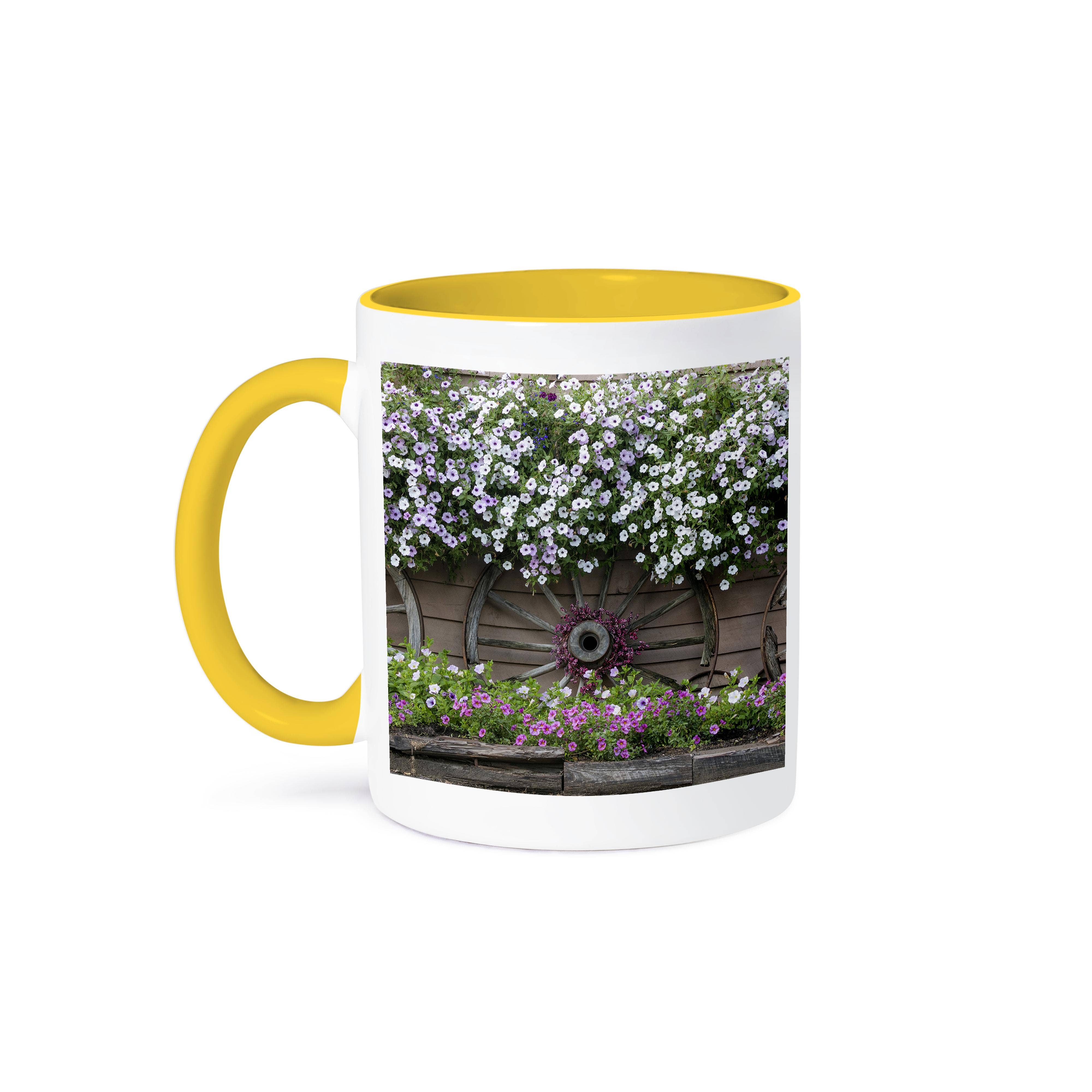 3dRose - Wholesale Coffee Mug - 3dRose, Flowers and wagon wheels. , Mug0