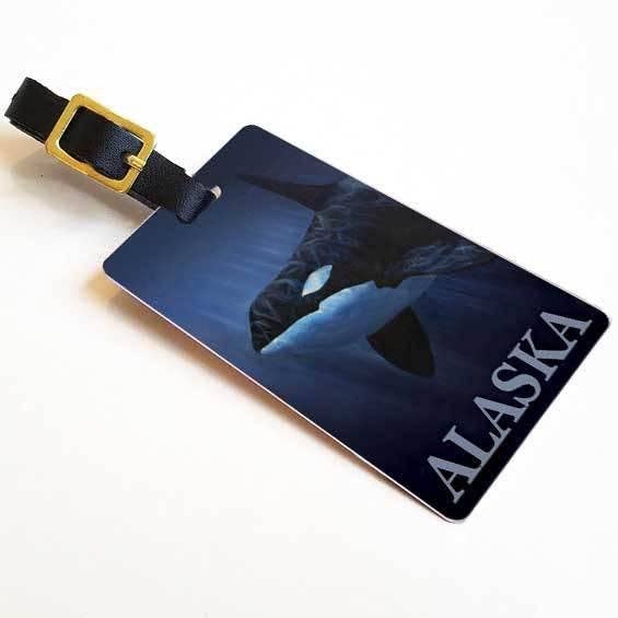 Alaska Orca Whale Luggage Tag for wholesale by Whitworth Gallery