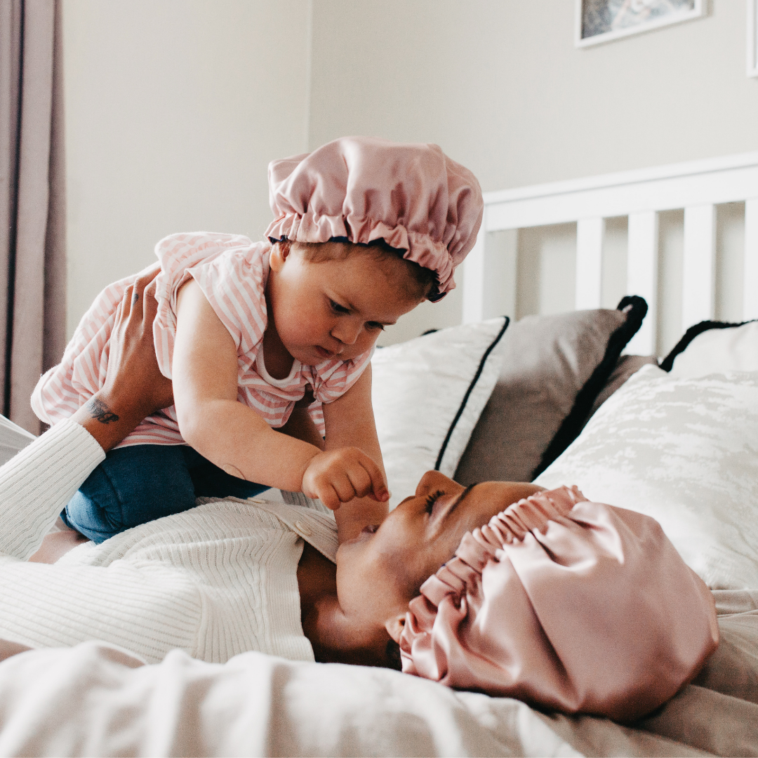 Satin Rowe – wholesale Shower cap – Satin Bonnet - Navy Blush Reversible6