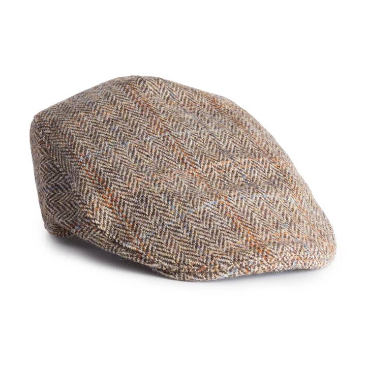 Dublin Gift Company – wholesale News boy/school boy hat – Unisex – Brown Herringbone Donegal Tweed Cap - 100% Wool2