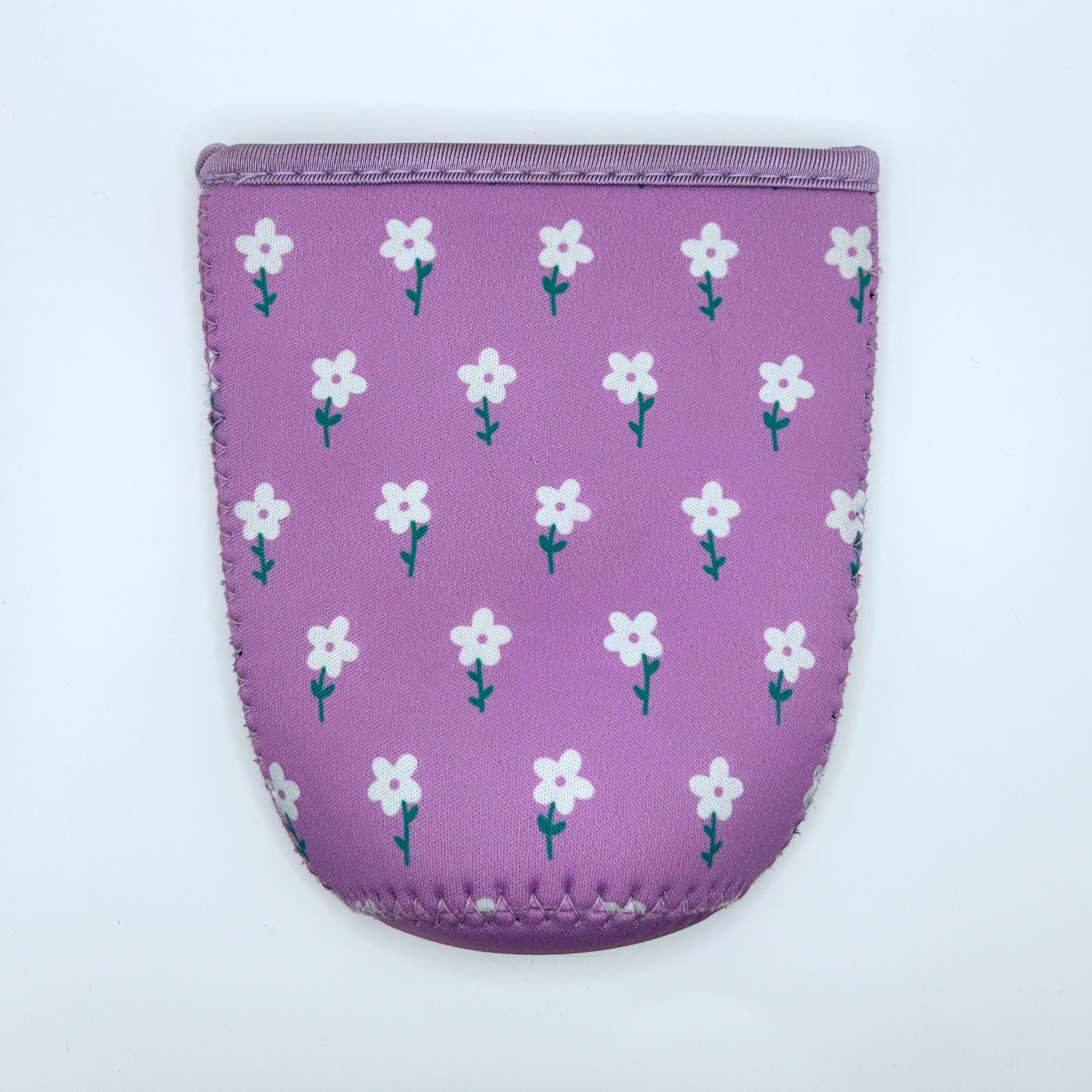 Sun and Mind Co. - Wholesale Drink Huggers & Koozies - Purple and White Flower Field Iced Coffee Drink Sleeve2