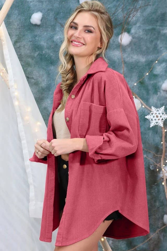 Rosa Clothing - Wholesale Shirt Jacket/Shacket - Women's - Oversized boxy corduroy shirt jacket Shacket3