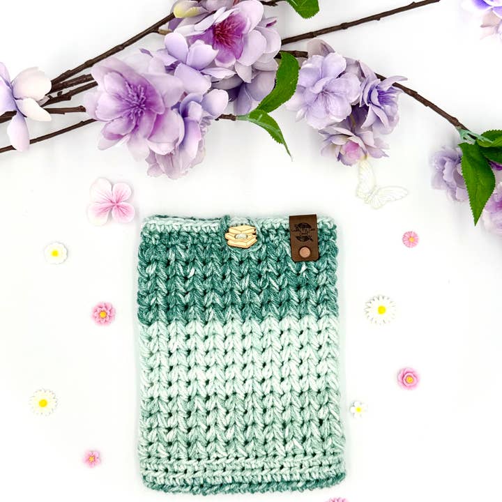 Cuddle Me Close Crochet - Wholesale Book Cover - Teal Stripe Small Book Sleeve4