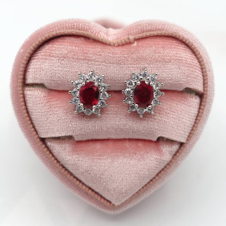 KATE -"Conjunto ROJO"- collar de circonitas + pendientes + pulsera y anillo de circonita para venta al por mayor de Daemon srls