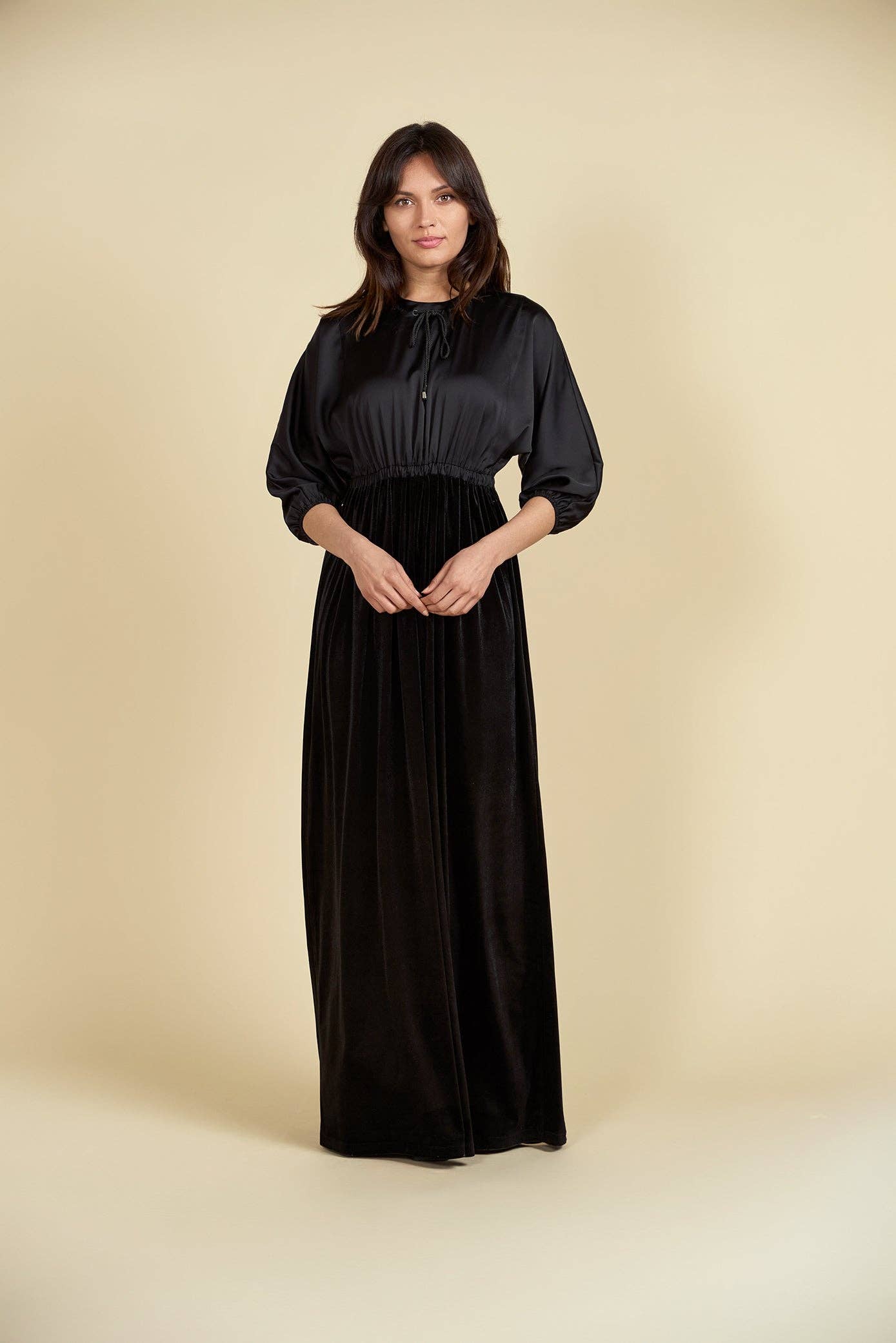 Ellwi Design - Wholesale Dress - Women's - Satin Top Velour Bottom Maxi Dress2