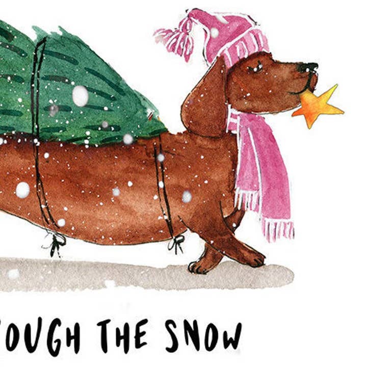 Liyana Studio - Wholesale Christmas Card - Dachshund Through Snow - Funny Christmas Card1