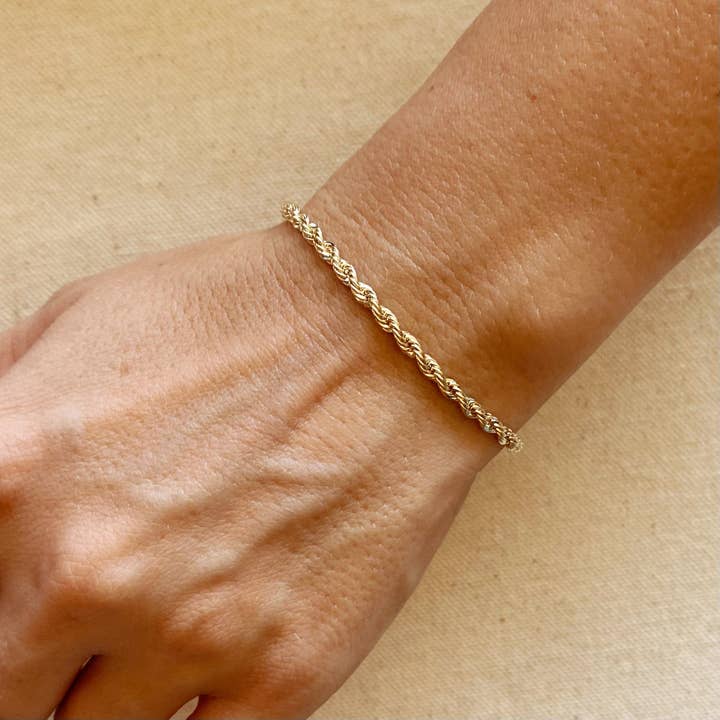 GoldFi - Wholesale Link & Chain Bracelet - 18k Gold Filled 3mm Rope Bracelet