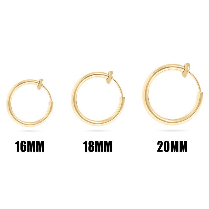WJW - Wholesale Huggie Earrings - 18K Gold PVD Stainless Steel Sliding Spring Huggie Hoop Earrings / ERJ0004