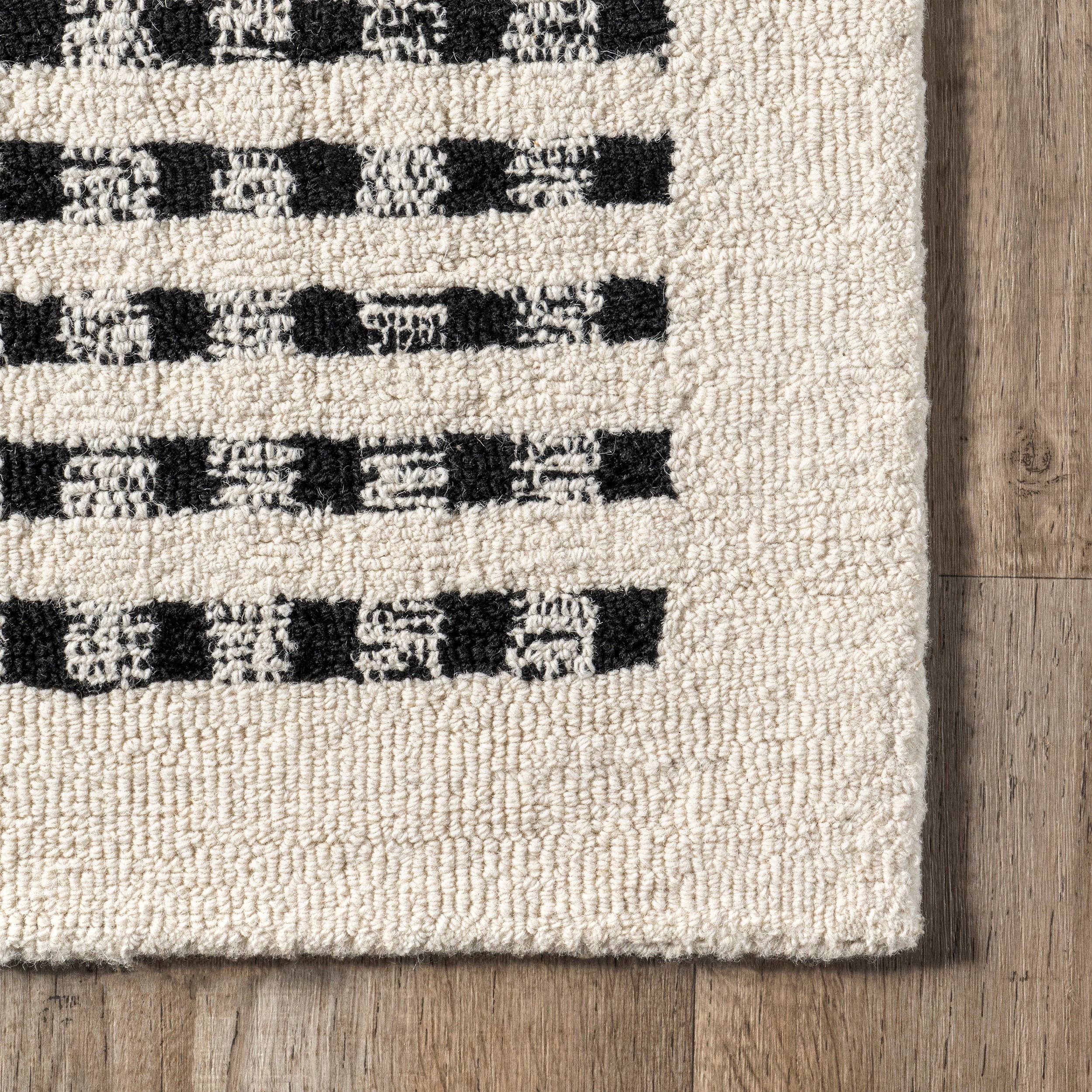Ivory Adahlia Checkered Wool Area Rug for wholesale on Faire3