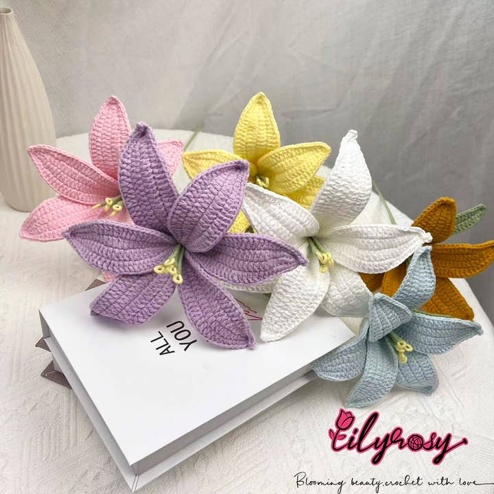 Lilyrosy(Duty free) - Wholesale Artificial Flowers - Lilyrosy Crochet Lily Flower, Handmade Gifts