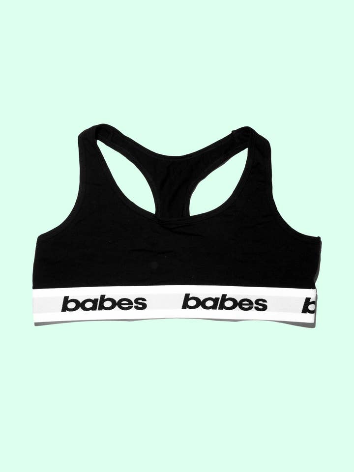 BABES BLACK SPORTS BRA UNISEX for wholesale by babes.land