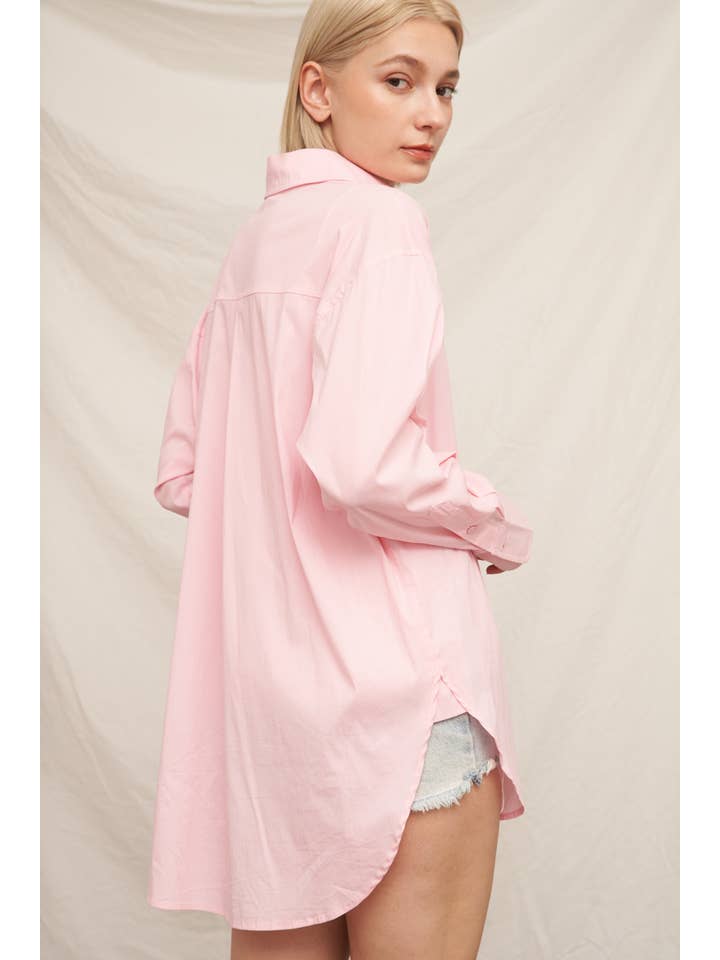 En Crème - Wholesale Button Down Shirt - Women's - Long Sleeve Oversize Button Down Shirt5