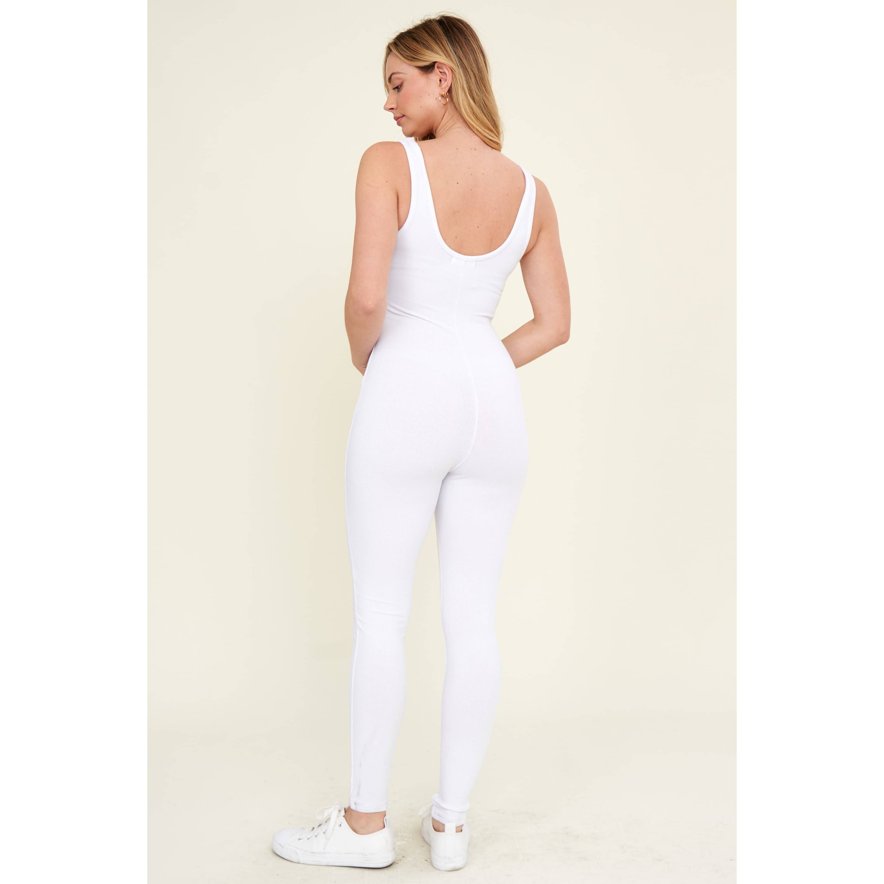 Popular 21 - Vente Combinaison – femme - Combinaison moulante sans manches en tricot côtelé à encolure dégagée7