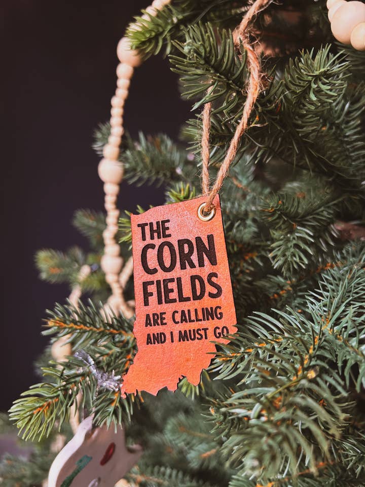 Indiana - The Cornfields Are Calling Ornament for wholesale by Left Grain