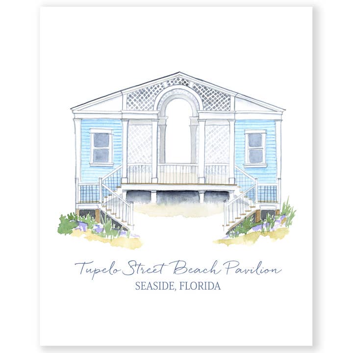 Tupelo Pavilion Watercolor Art Print for wholesale by Bridget Linstead Art