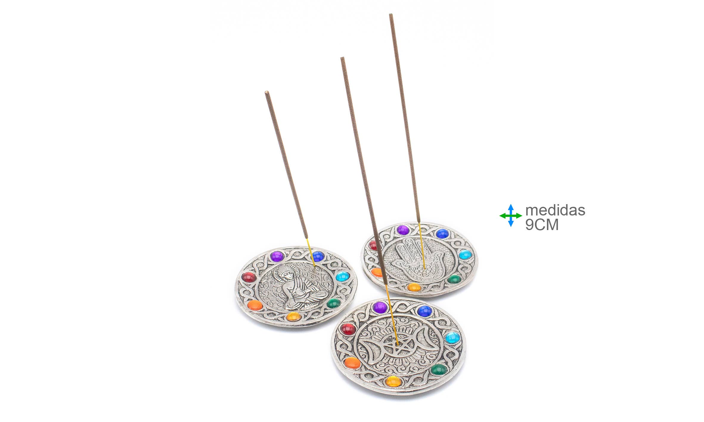 Esoterica Arte - Wholesale Meditation Supplies - P. Inc. Aluminum 7 Chakras 9cm (6 units)0