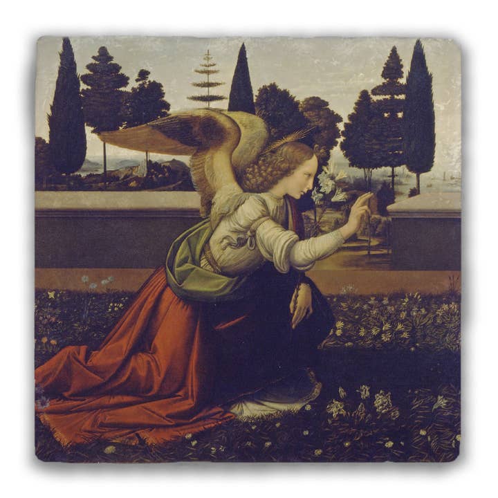 Annunciation Angel by Da Vinci Tumbled Stone Coaster for wholesale by Nelson Gifts Wholesale