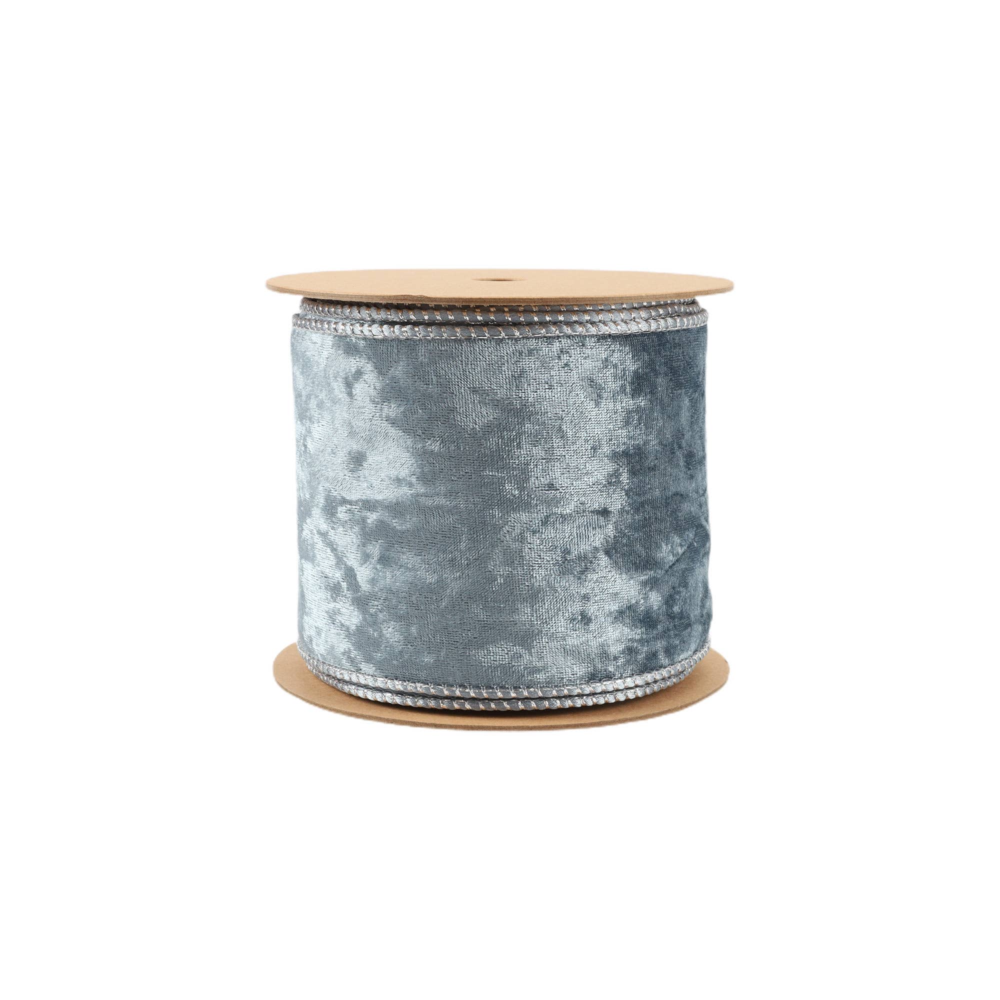 LA Ribbons Wholesale – Engroshandel Bånd – 4" Vendbar Frostet Fløjlsbånd med Tråd | Blå/Blå | 10 Yard Rulle5