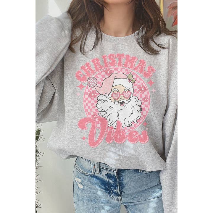 Pink Christmas Vibes Crewneck for wholesale by Bella Me