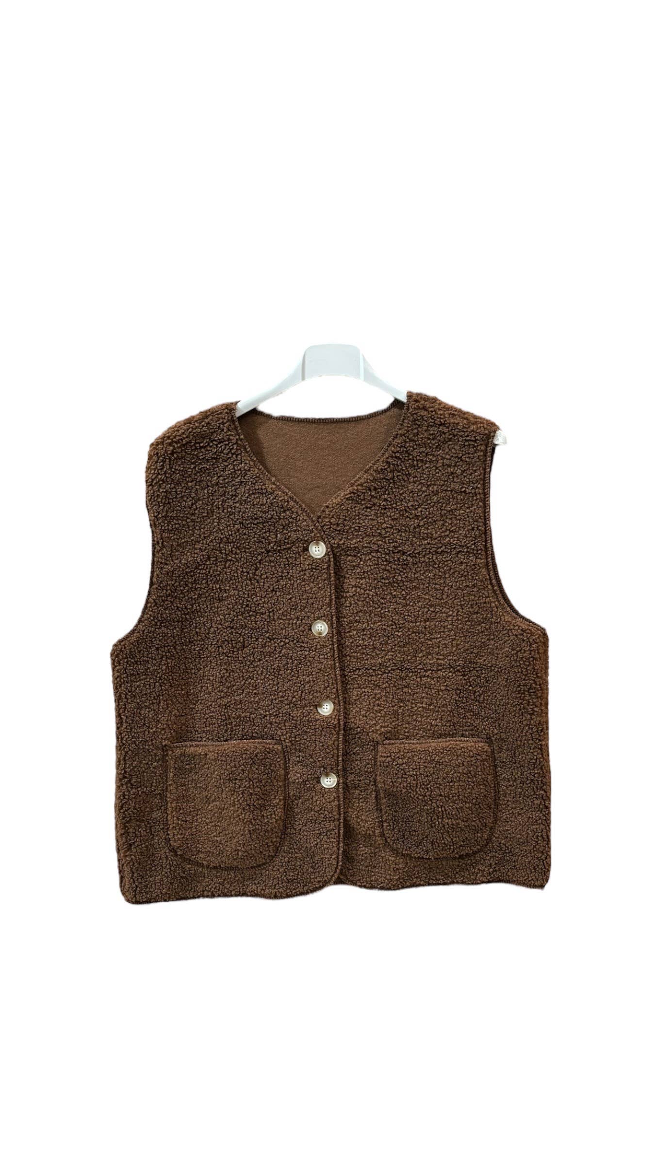 Moonsun - Venta al por mayor Chaleco de abrigo - Mujer - Chaleco sin mangas de piel de oveja con botones16