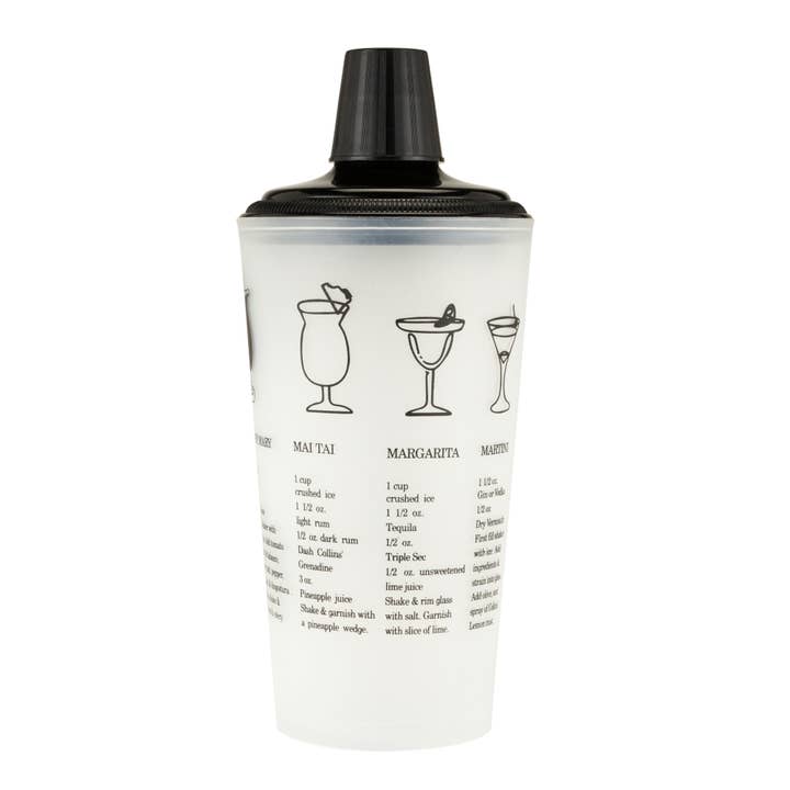 Cocktail Recipe Shaker with Built in Strainer 30 oz in Black for wholesale by Collins