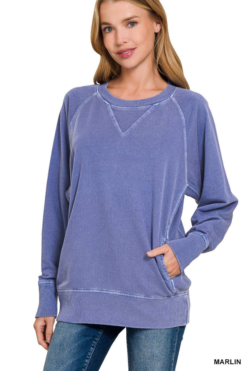 42POPS - Wholesale Sweatshirt - Women's - `.Washed French Terry Pullover With Side Pockets39