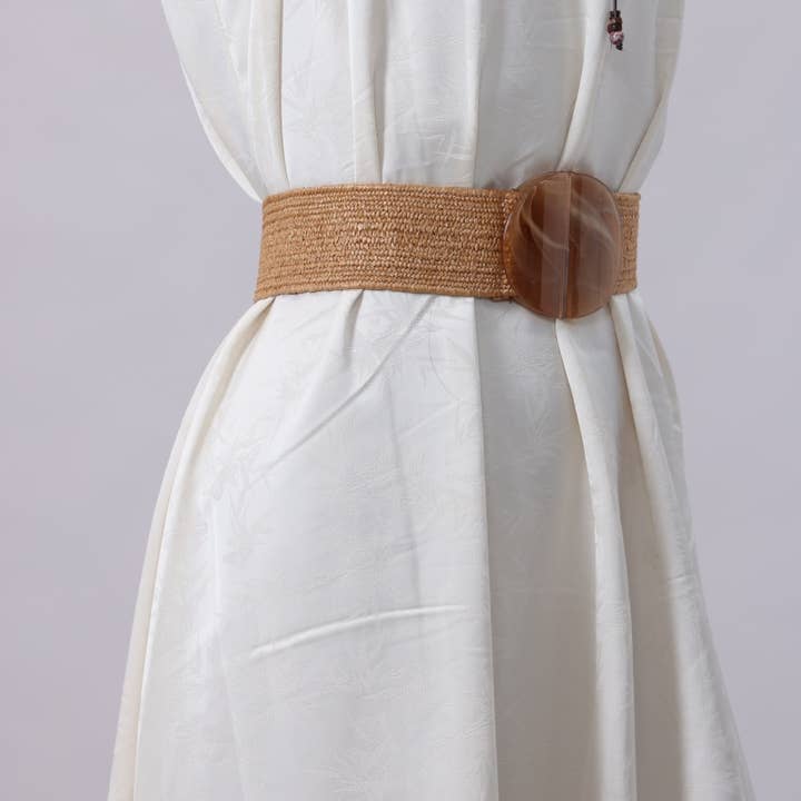 Leto Accessories - Wholesale Belt - Women's - Resort Eco Chic Woven Belt with Oversized Buckle5