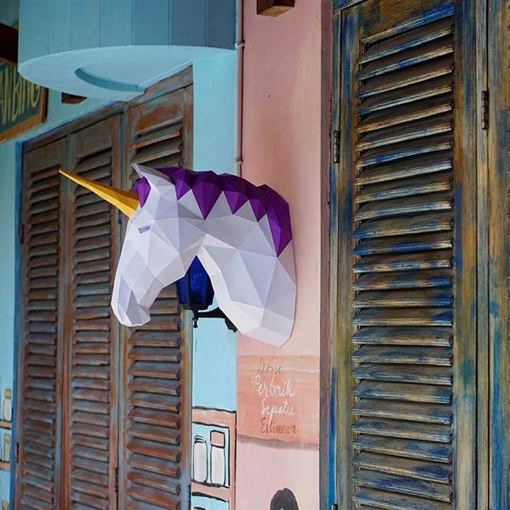 PAPERCRAFT WORLD - Wholesale Wall Accent - Unicorn 3D PaperCraft Wall Art, Animal Origami Model1