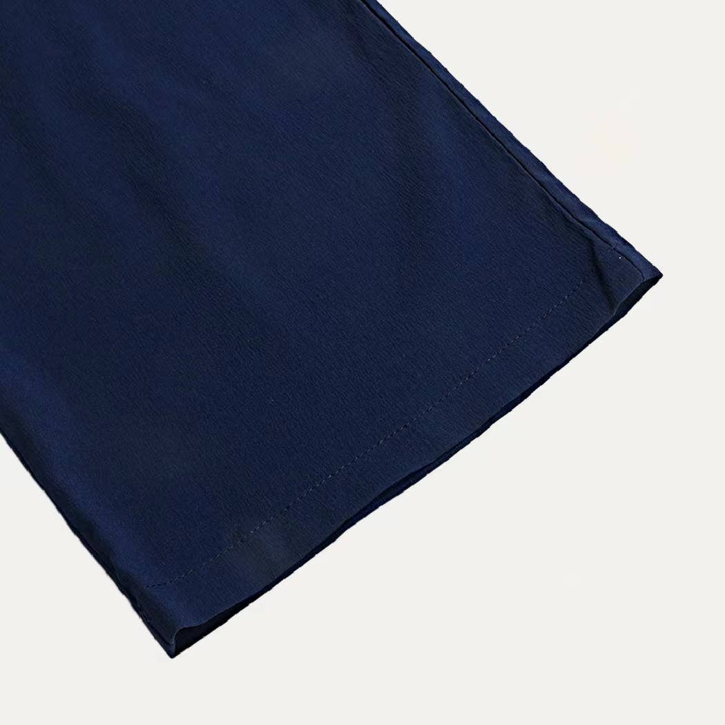 Bleu Marine Pantalon taille haute bleu marine à jambes larges en vente sur Faire6