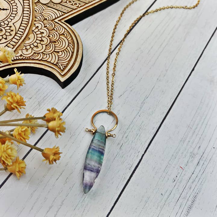 14k Gold Filled Fluorite Marquise Pendant for wholesale by Enclave Gold