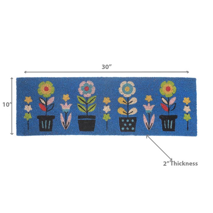 Multi Coir Door Mat Triple Florals 10"X30" for wholesale on Faire2