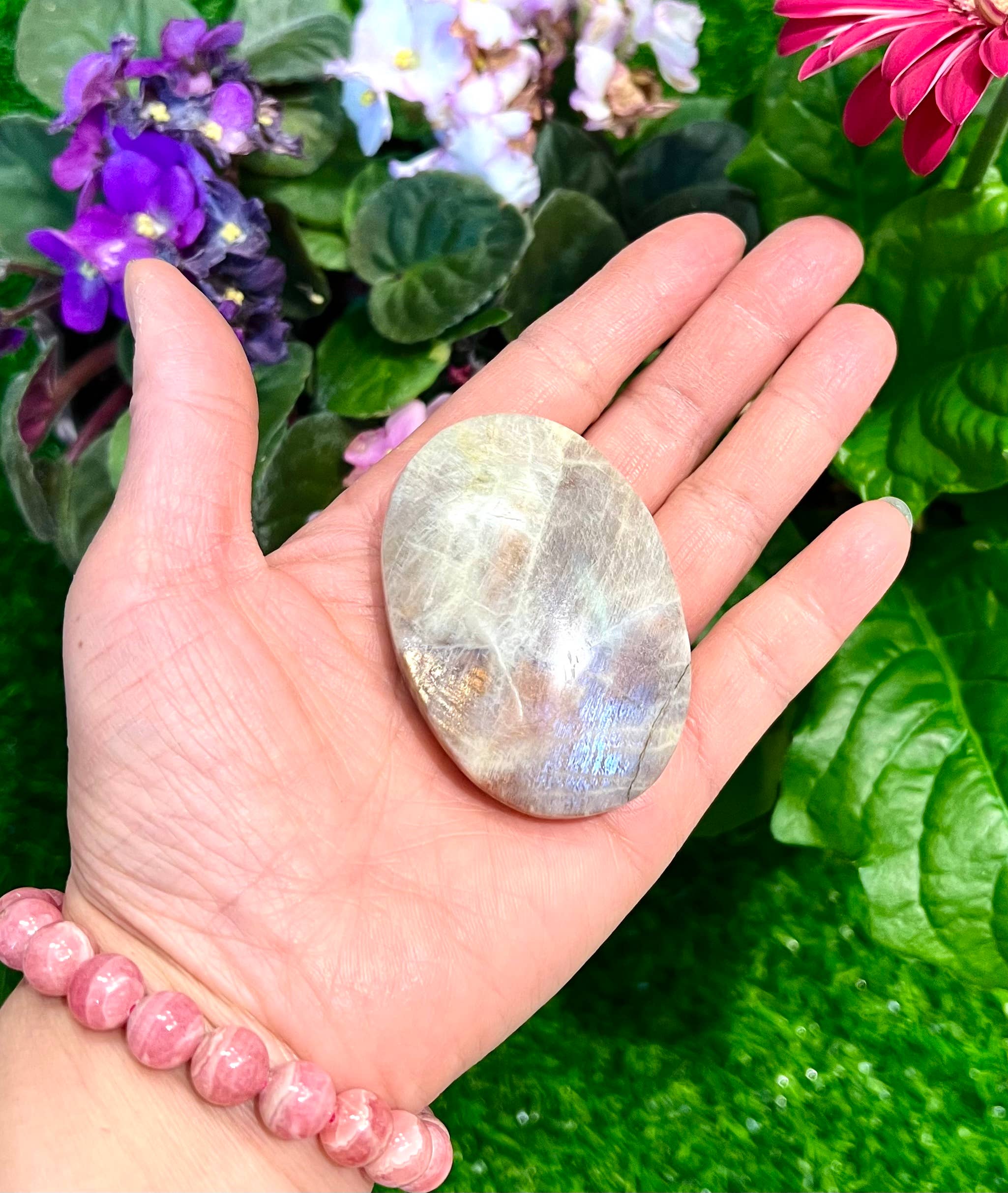 KayleeNYC - Wholesale Spiritual Stone/Crystal - 2 Lbs Natural Moonstone Palm Stone Crystal Nice Quality6