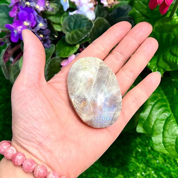 KayleeNYC - Wholesale Spiritual Stone/Crystal - 2 Lbs Natural Moonstone Palm Stone Crystal Nice Quality6