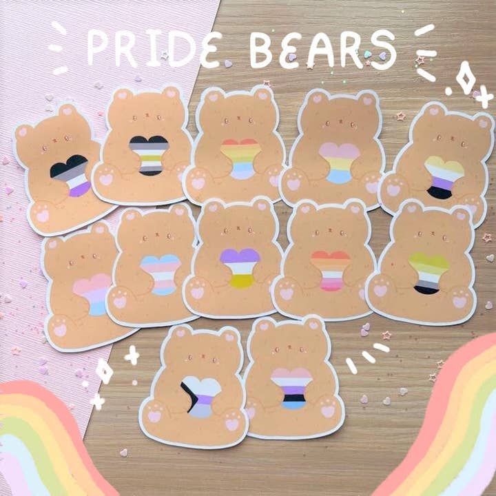 Adesivi fustellati Pride Bear per la vendita all'ingrosso da parte di Forestpals