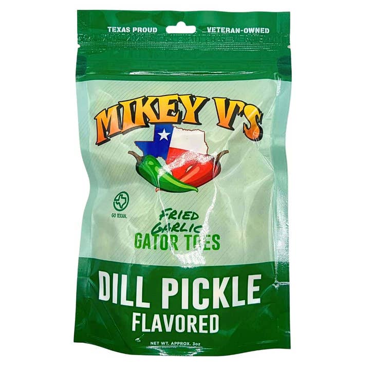 Mikey V's Foods - Wholesale Chips - Gator Toes (Deep Fried Garlic) - Dill Pickle